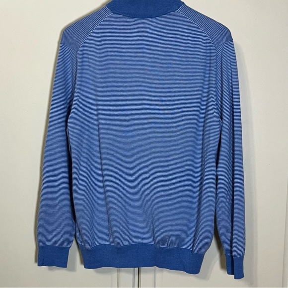 Vineyard Vines Mens Fish Bones Thaxter Cashmere Blend Quarter Zip Blue Sz Large - Picture 6 of 7